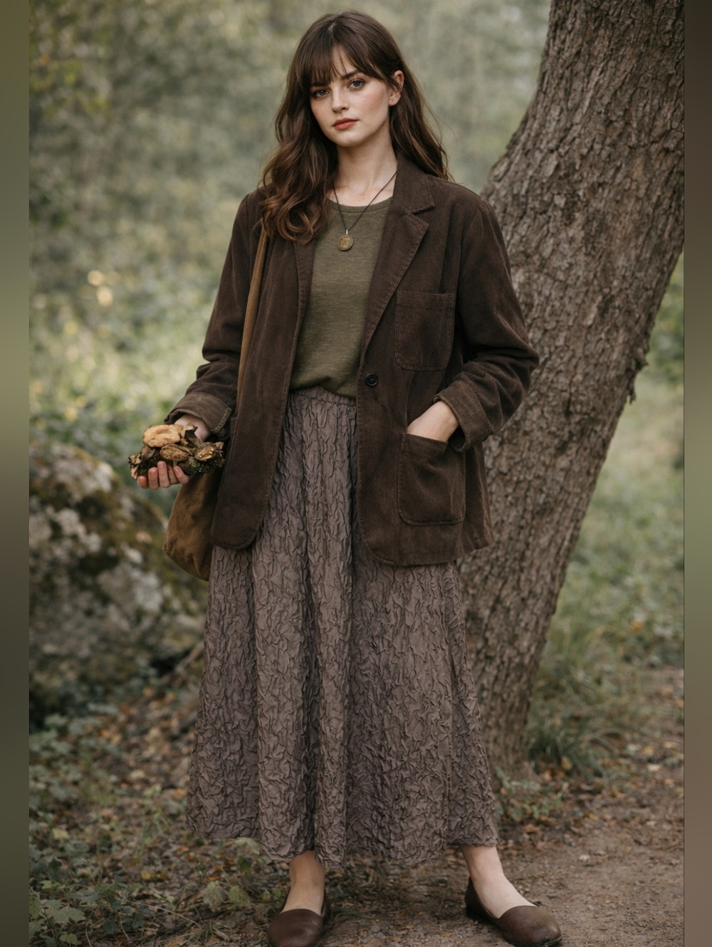 Women's Crushed Silk Midi Skirt Size S Fairy Grunge Goblincore 90s Minimalism‎